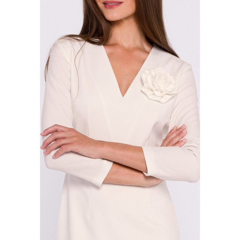 S372 Midi dress with flower - ivory