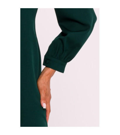 M812 Smooth dress with high leg cutout - bottle green