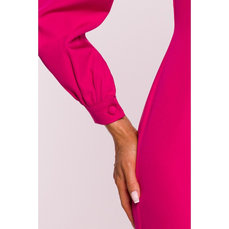 M812 Smooth dress with high leg cutout - fuchsia