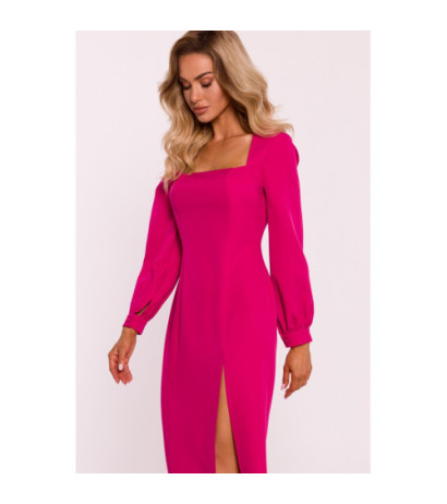 M812 Smooth dress with high leg cutout - fuchsia