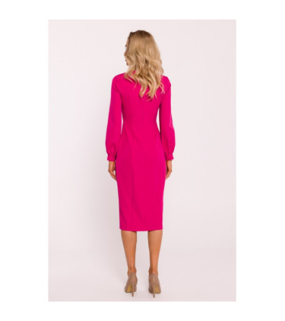 M812 Smooth dress with high leg cutout - fuchsia