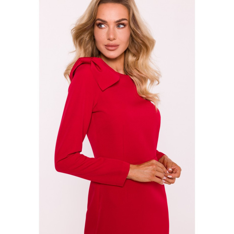 M814 Dress with bow on shoulder - red