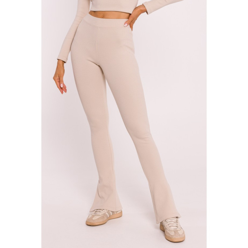 M816 Ribbed leggings with slits - sand