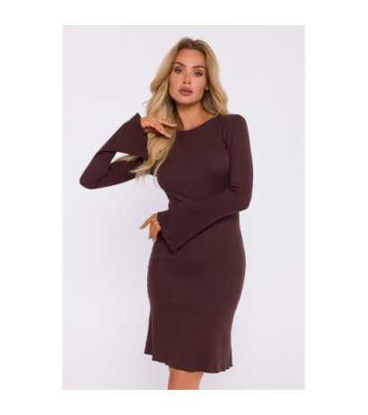 M821 Ribbed dress with extended sleeves - brown