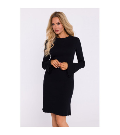 M821 Ribbed dress with extended sleeves - black