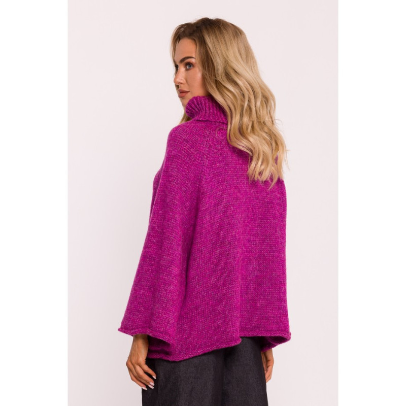 M822 Sweater with turtleneck and wide sleeves - amaranth