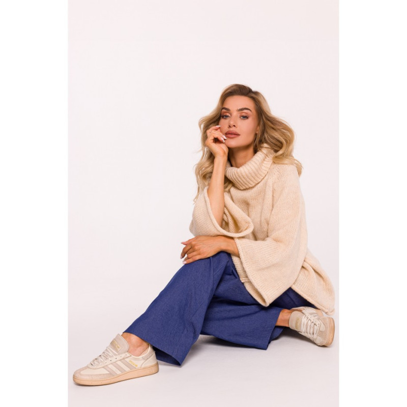 M822 Sweater with turtleneck and wide sleeves - beige