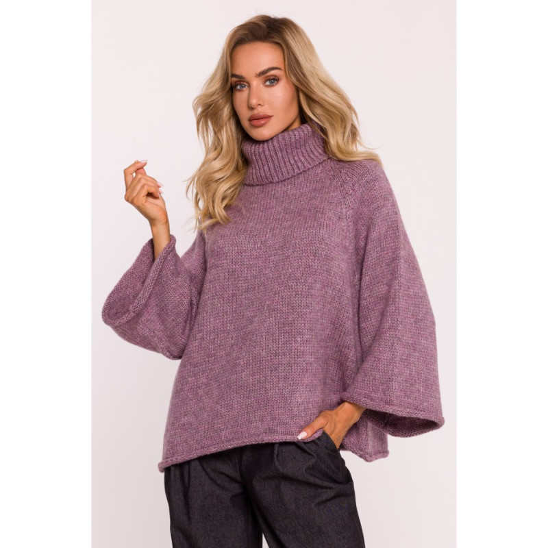 M822 Sweater with turtleneck and wide sleeves - heather