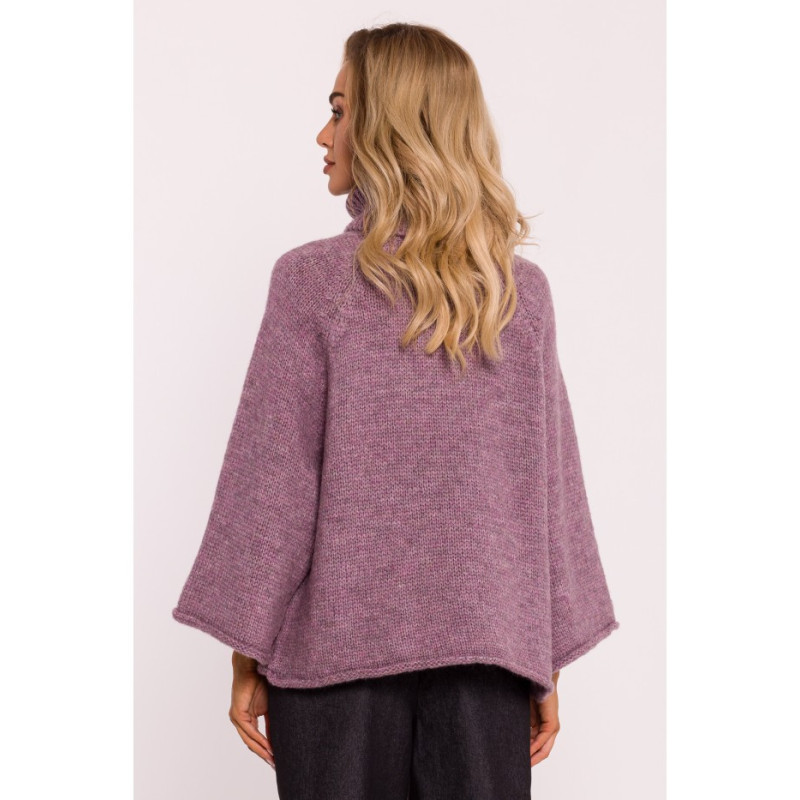 M822 Sweater with turtleneck and wide sleeves - heather