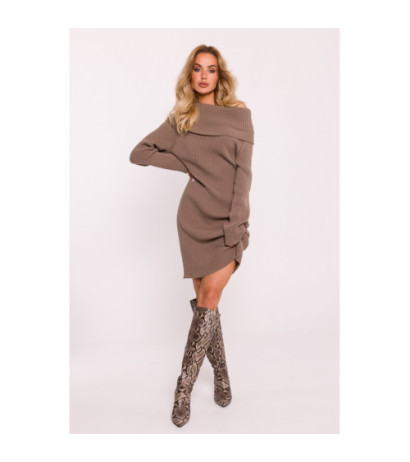 M823 Sweater dress with wide collar - cappuccino