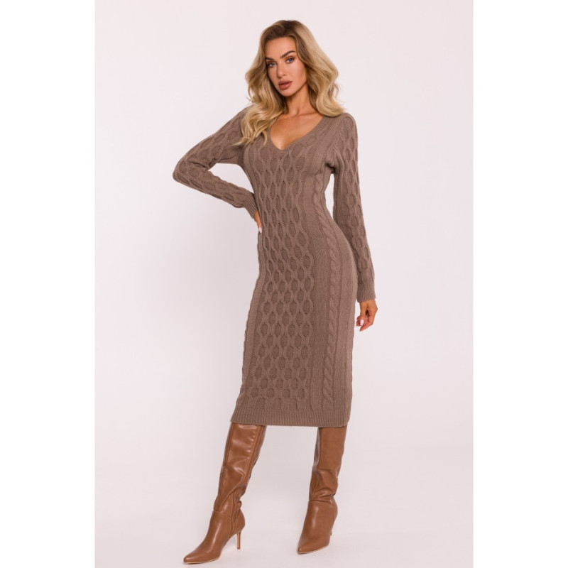 M824 Sweater dress with V neckline - cappuccino