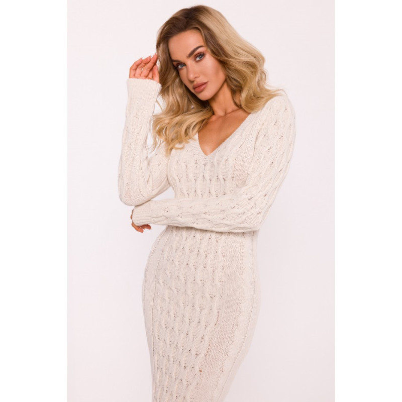 M824 Sweater dress with V neckline - ivory