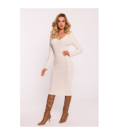 M824 Sweater dress with V neckline - ivory