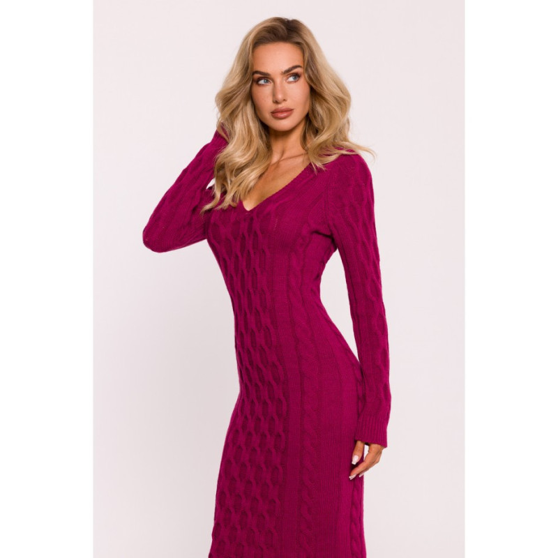 M824 Sweater dress with V neckline - pink