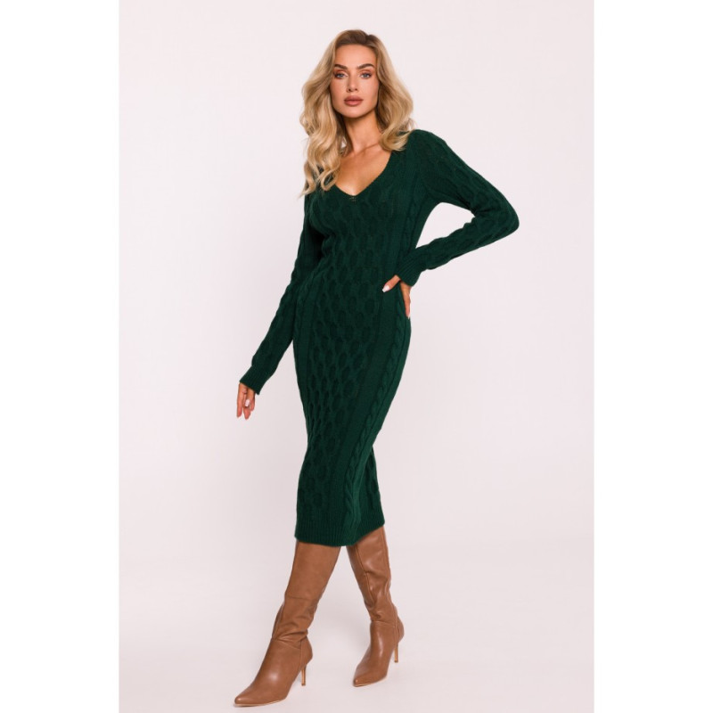 M824 Sweater dress with V neckline - green