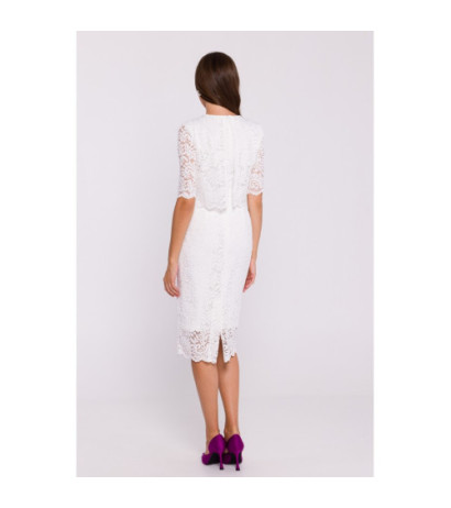 S379 Lace dress with double top - ecru