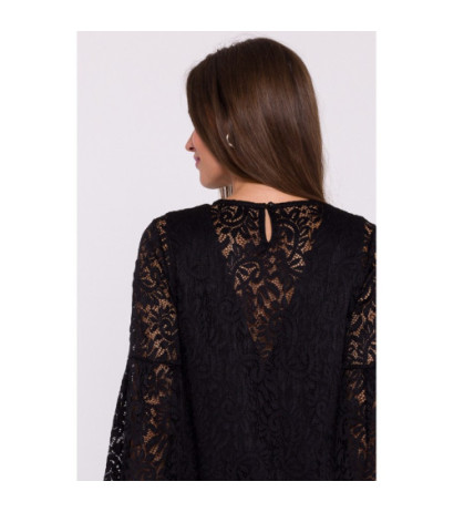 S380 Lace trapeze dress - black