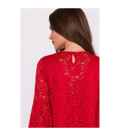 S380 Lace trapeze dress - red