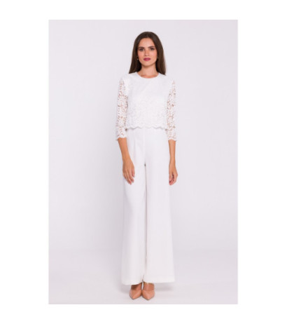 S381 Jumpsuit with lace top - ecru