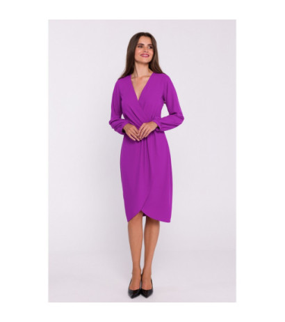 S384 Dress with decorative pleats on the front - lavender