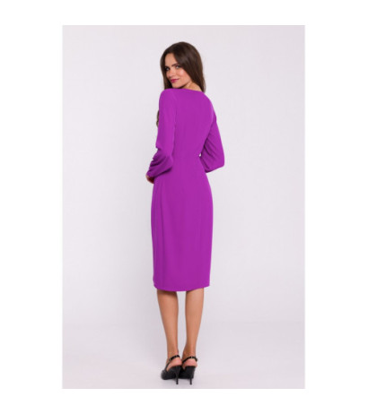 S384 Dress with decorative pleats on the front - lavender