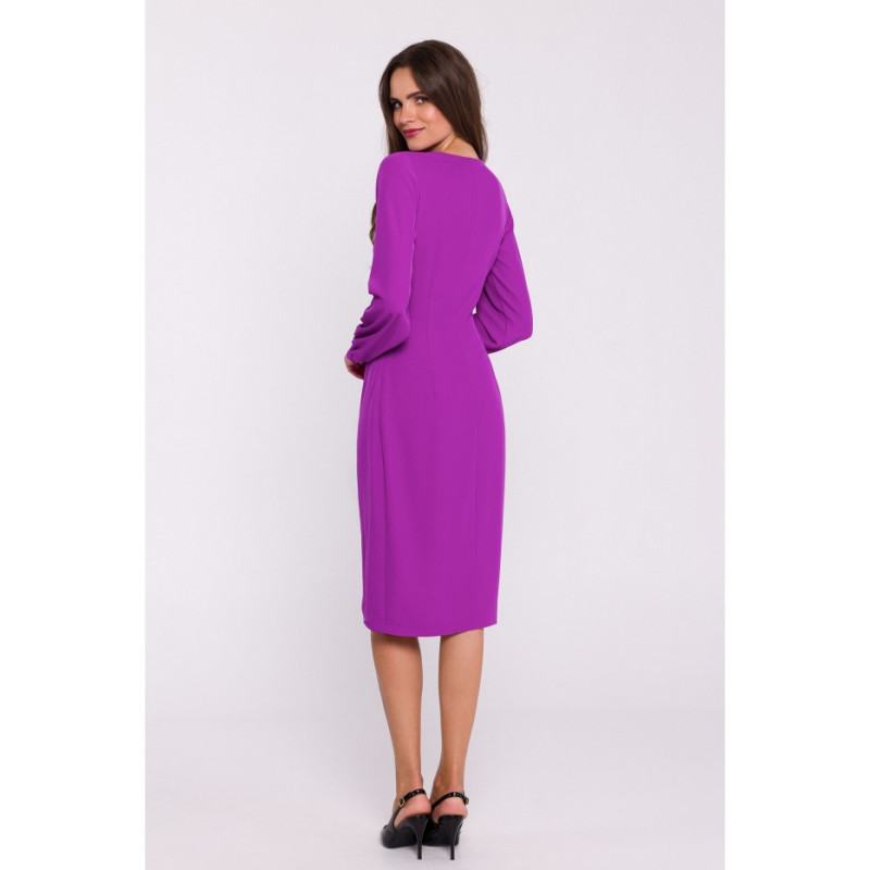 S384 Dress with decorative pleats on the front - lavender