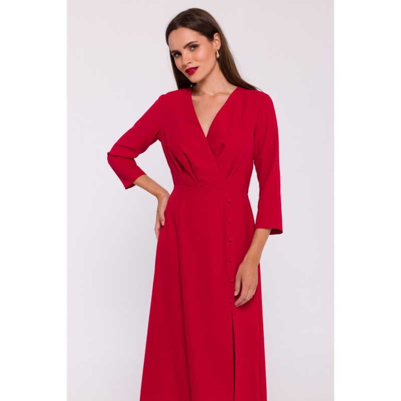 S385 Blush dress with envelope neckline - red