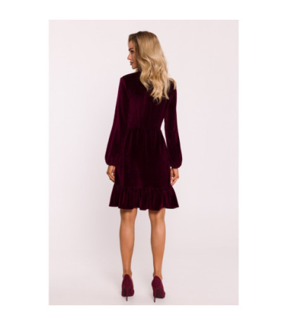 M826 Velour dress with yoke - maroon