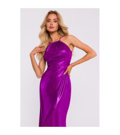 M833 Maxi dress with tied neckline - purple