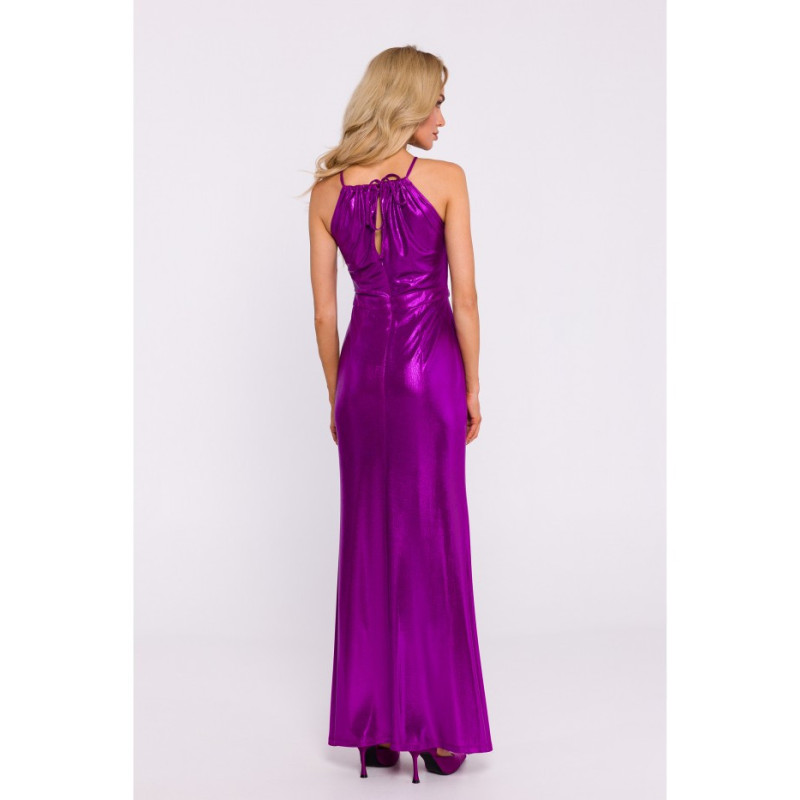 M833 Maxi dress with tied neckline - purple