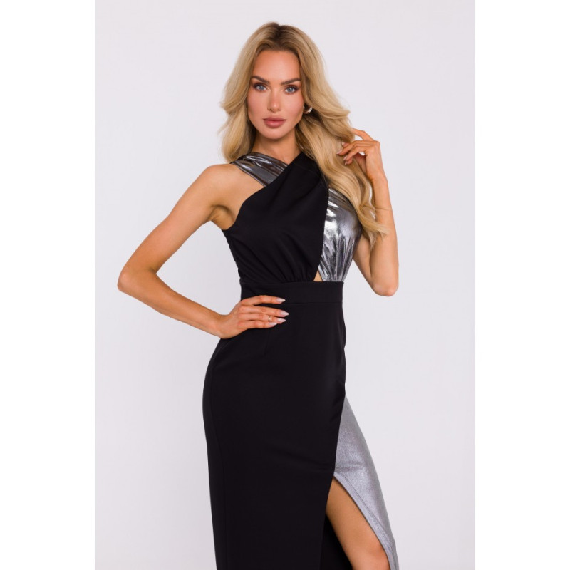 M835 Combination fabric dress - black