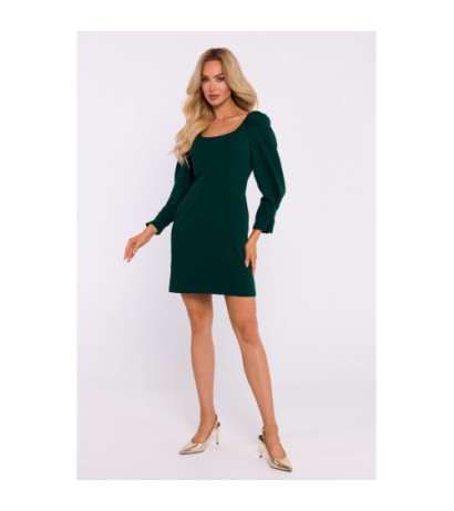 M836 Mini dress with deep neckline - bottle green