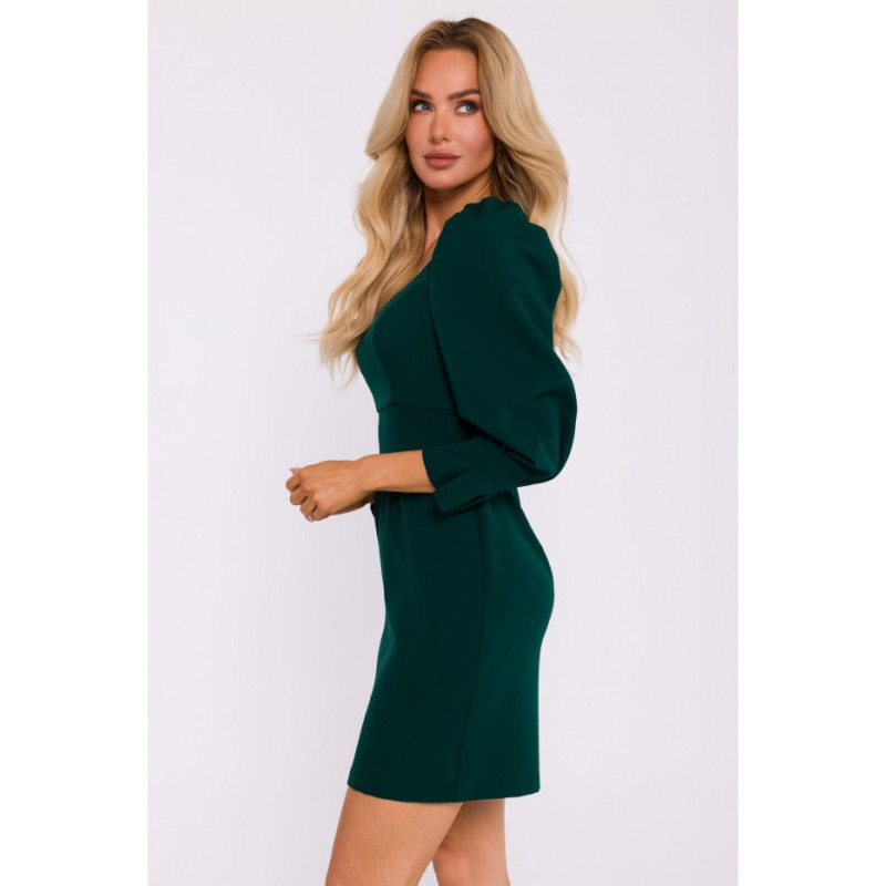 M836 Mini dress with deep neckline - bottle green