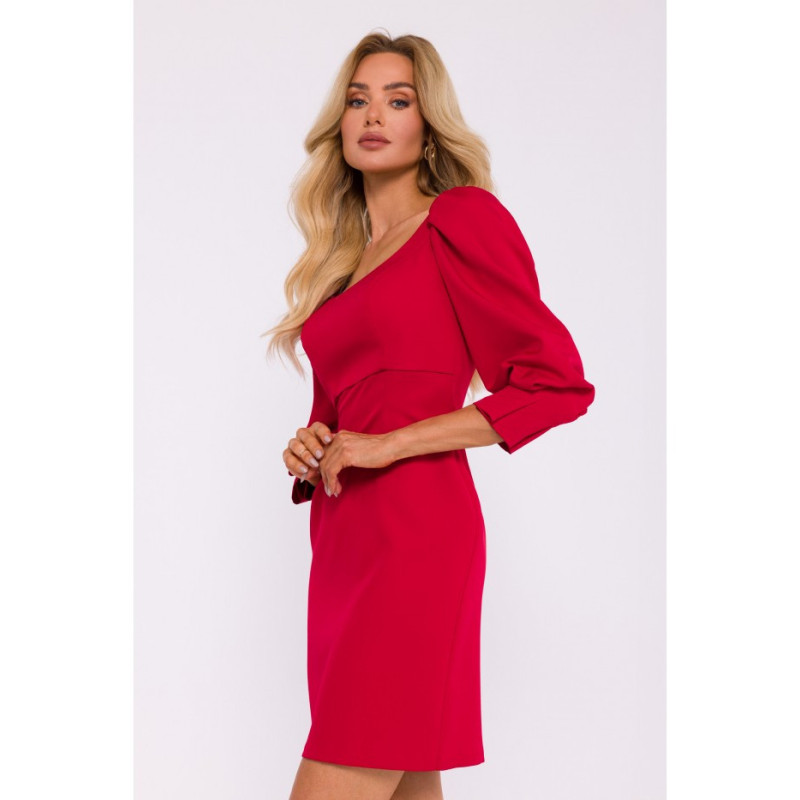 M836 Mini dress with deep neckline - red