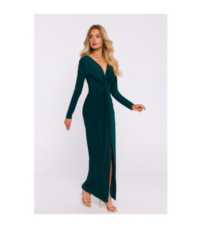 M840 Interlaced stretch knit dress - bottle green