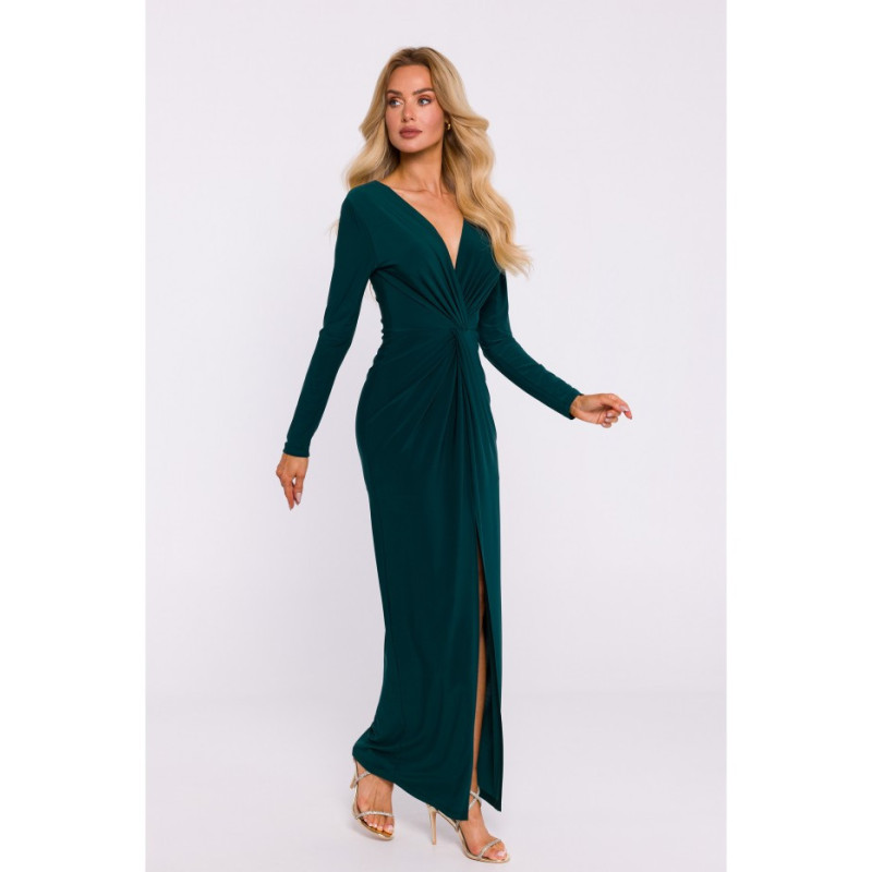 M840 Interlaced stretch knit dress - bottle green