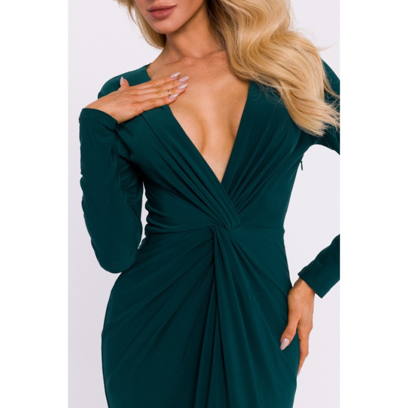 M840 Interlaced stretch knit dress - bottle green