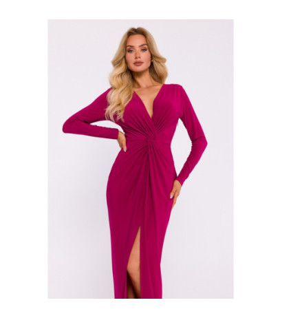 M840 Interlaced stretch knit dress - ruby