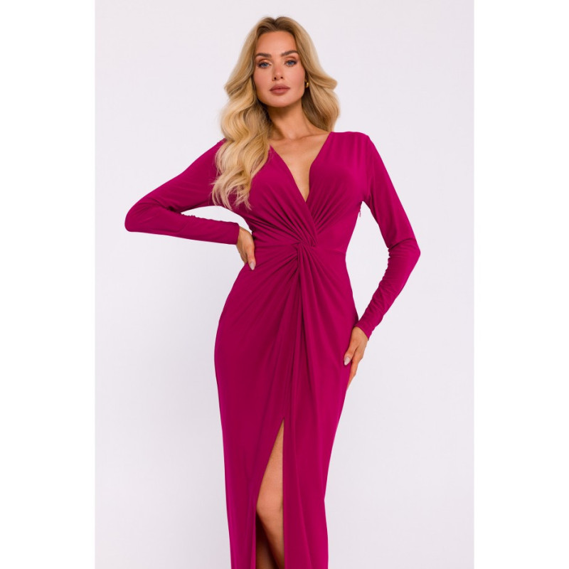 M840 Interlaced stretch knit dress - ruby