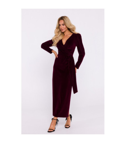 M828 Velour maxi evening dress - maroon