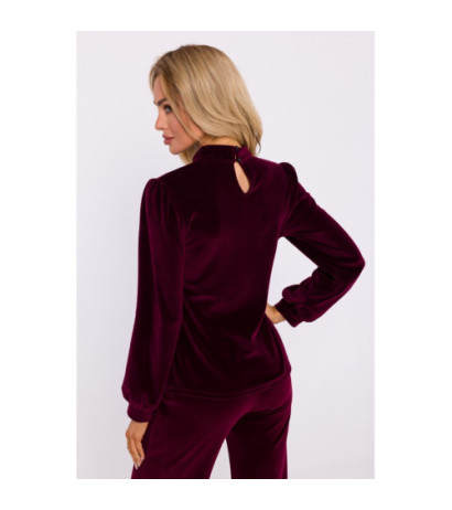 M831 Velour blouse with halter neckline - burgundy