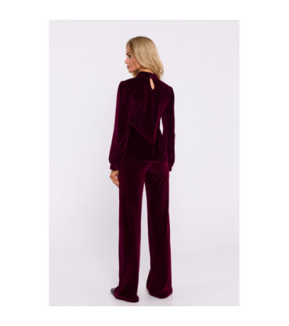 M831 Velour blouse with halter neckline - burgundy