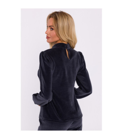 M831 Velour blouse with halter neckline - graphite