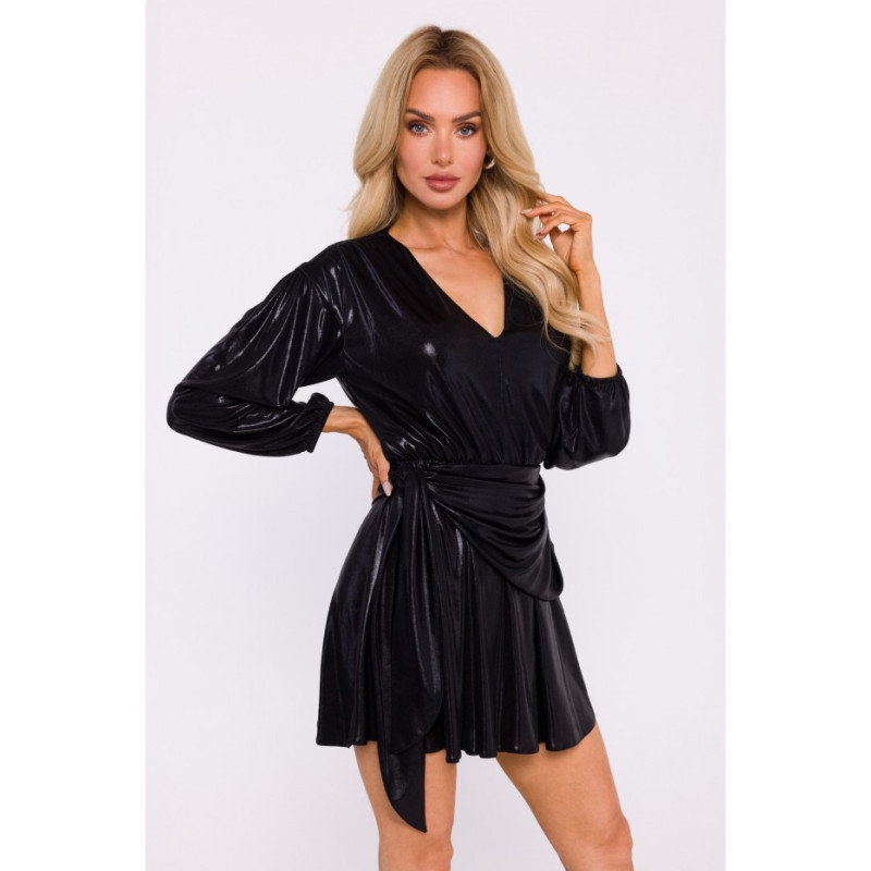 M832 Mini dress with binding on the side - black