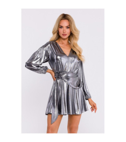 M832 Mini dress with binding on the side - silver