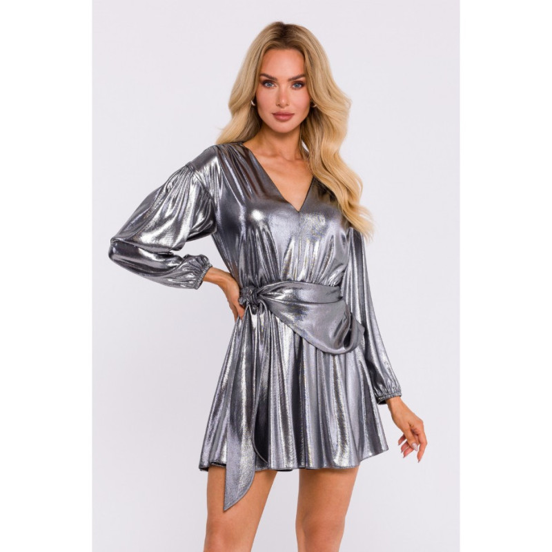 M832 Mini dress with binding on the side - silver