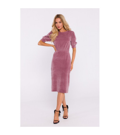 M827 Velour dress with short sleeves - dirty pink