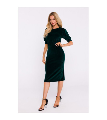 M827 Velour dress with short sleeves - green