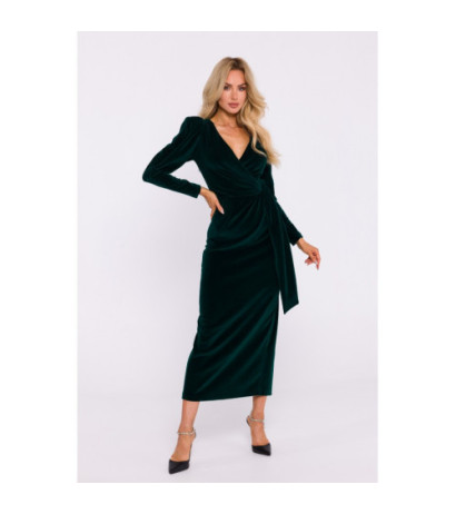 M828 Velour maxi evening dress - green