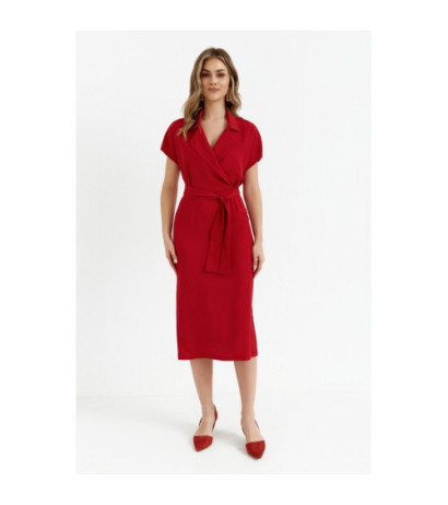 S363 Midi dress with collar - red